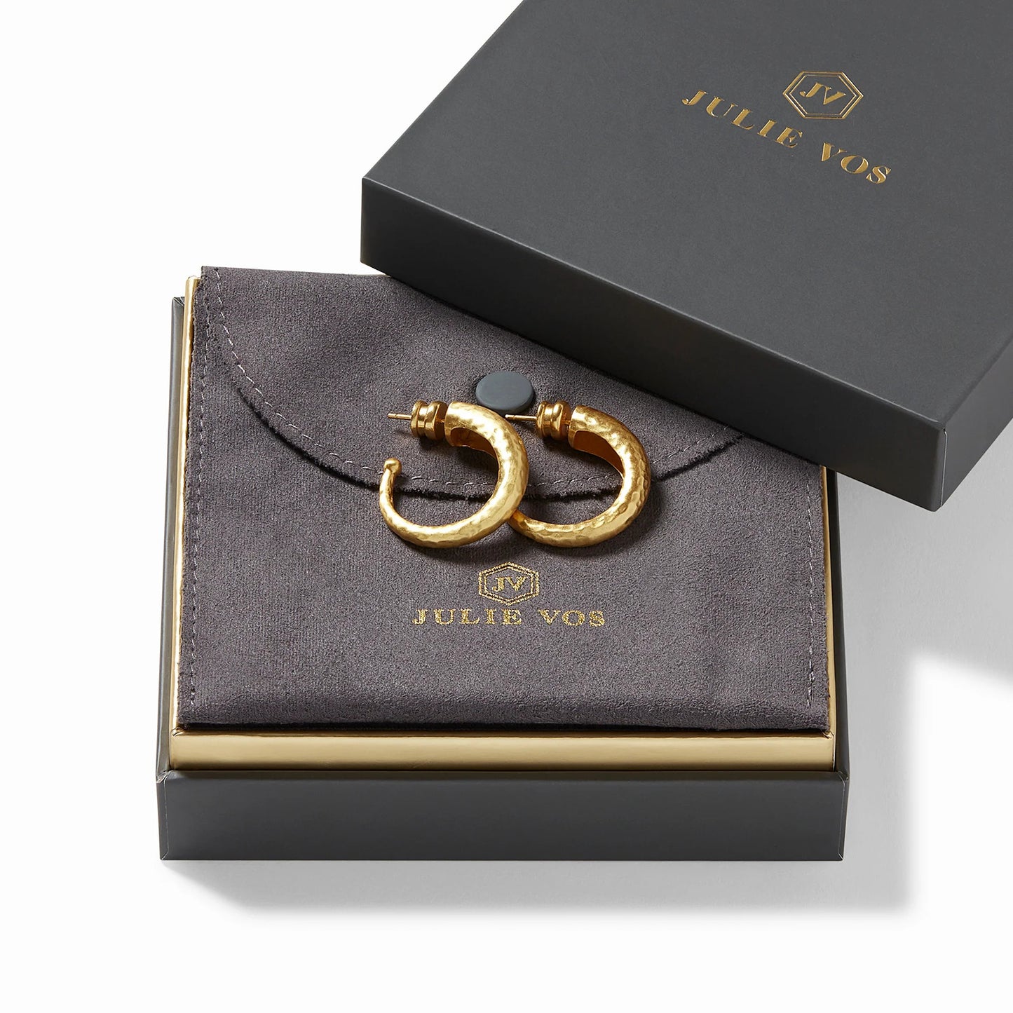 Hammered Gold Hoop Earrings | Medium