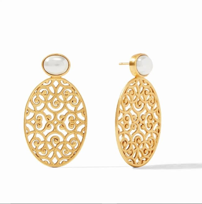 Vienna Statement Earring Gold iridescent Pacific Blue