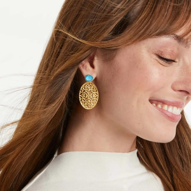 Vienna Statement Earring Gold iridescent Pacific Blue