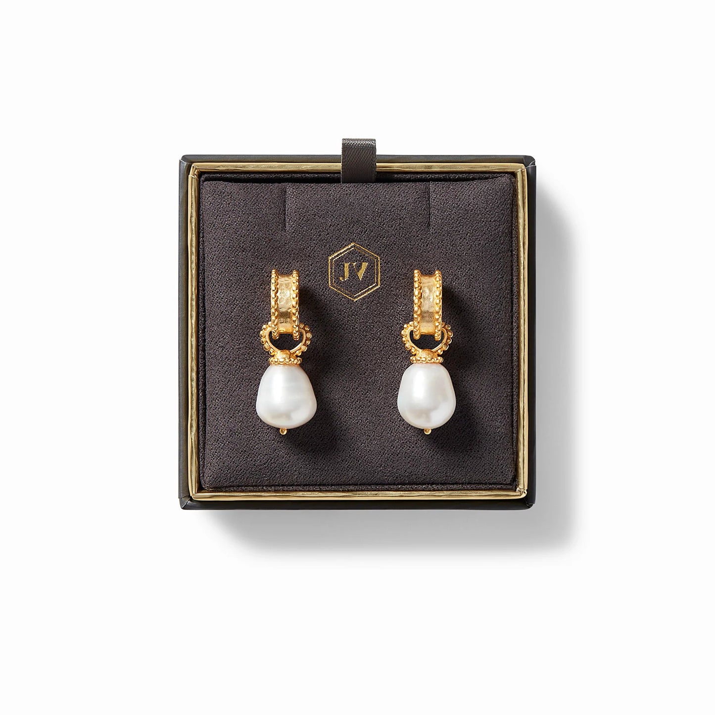 Marbella Hoop + Charm Earrings | Pearl