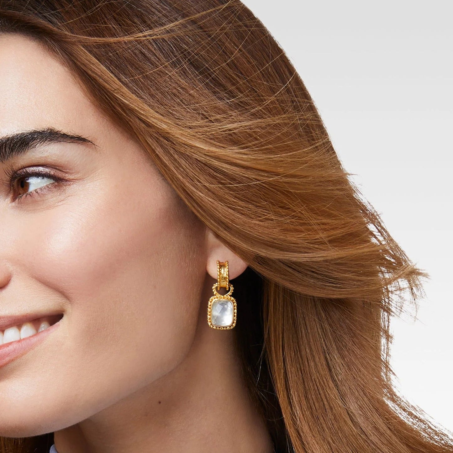 Marbella Hoop + Charm Earring | Iridescent Peony Pink