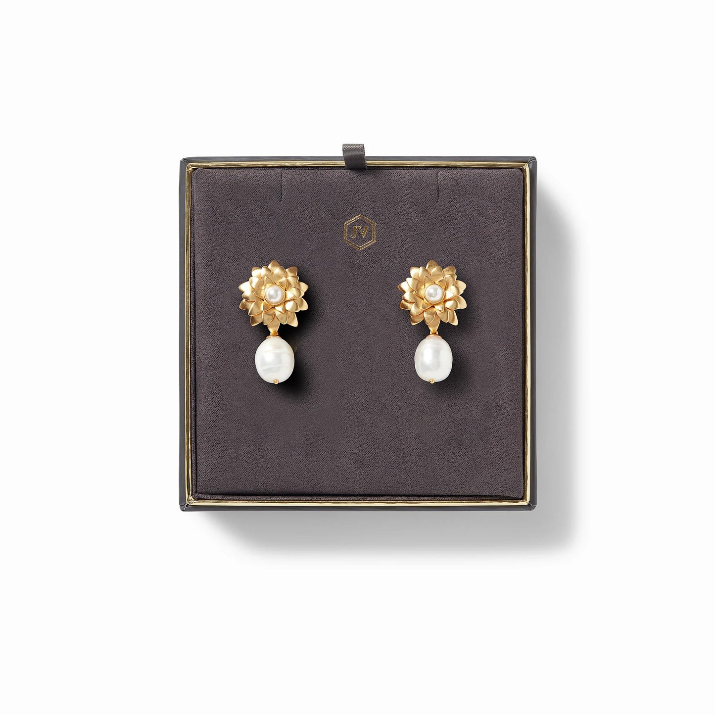 Flora Pearl Drop Gold Earrings | Pearl