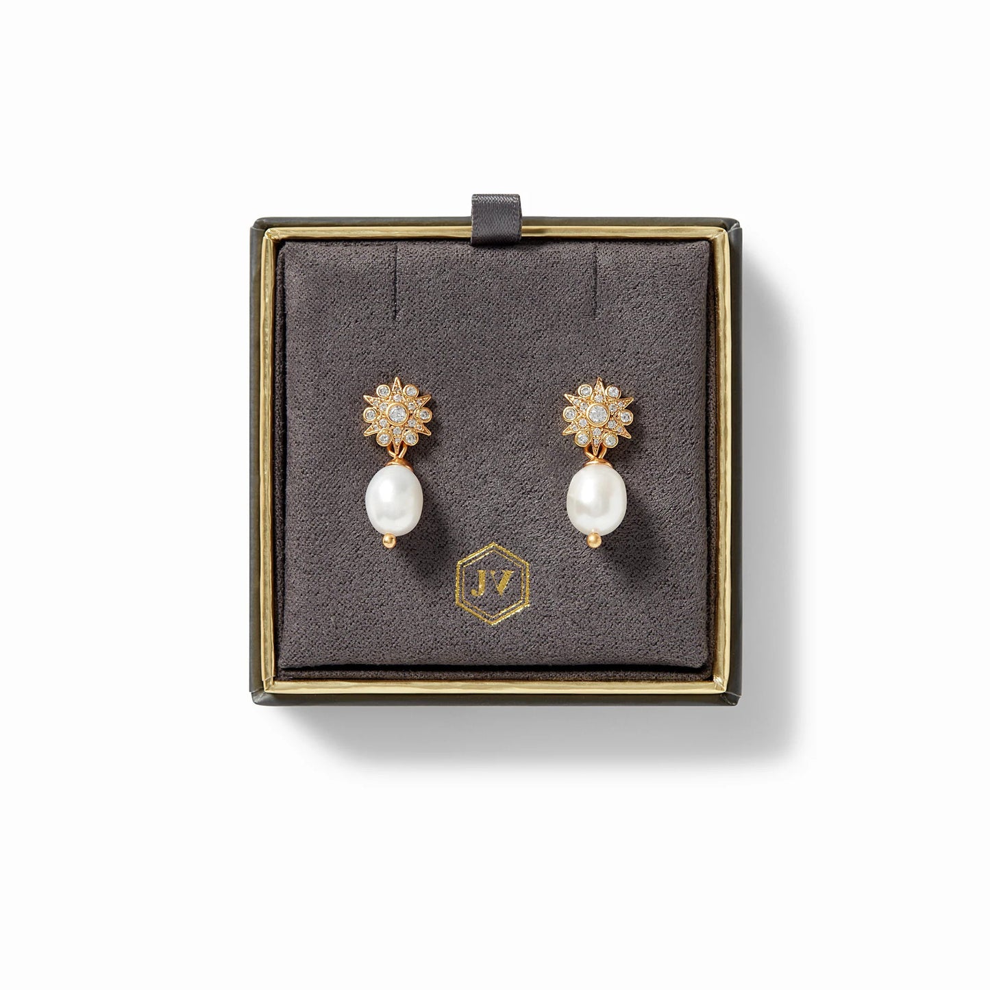 Celeste Demi Starburst Gold Drop Earrings | Pearl