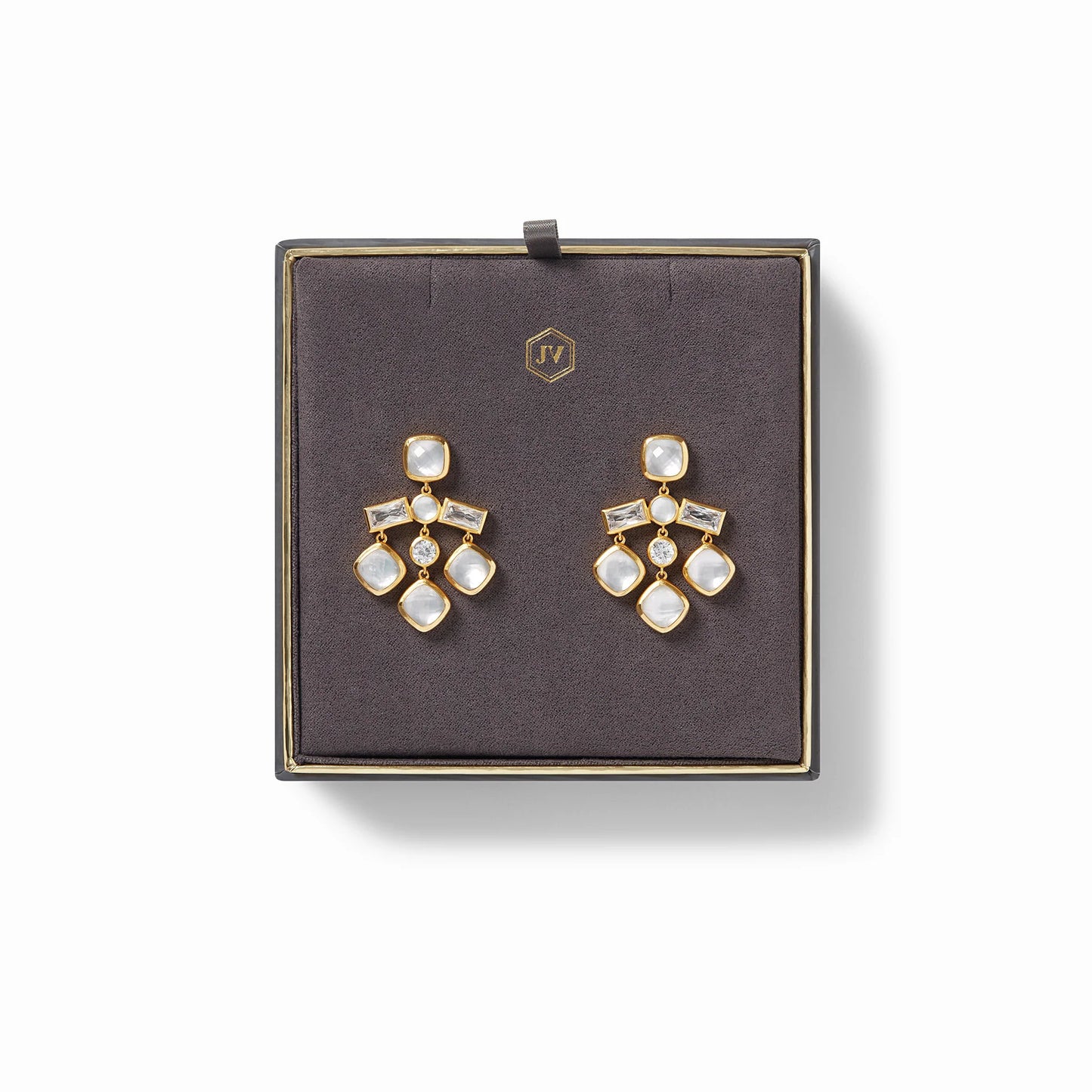 Antonia Chandelier Gold Earrings | Iridescent Bahamian Blue