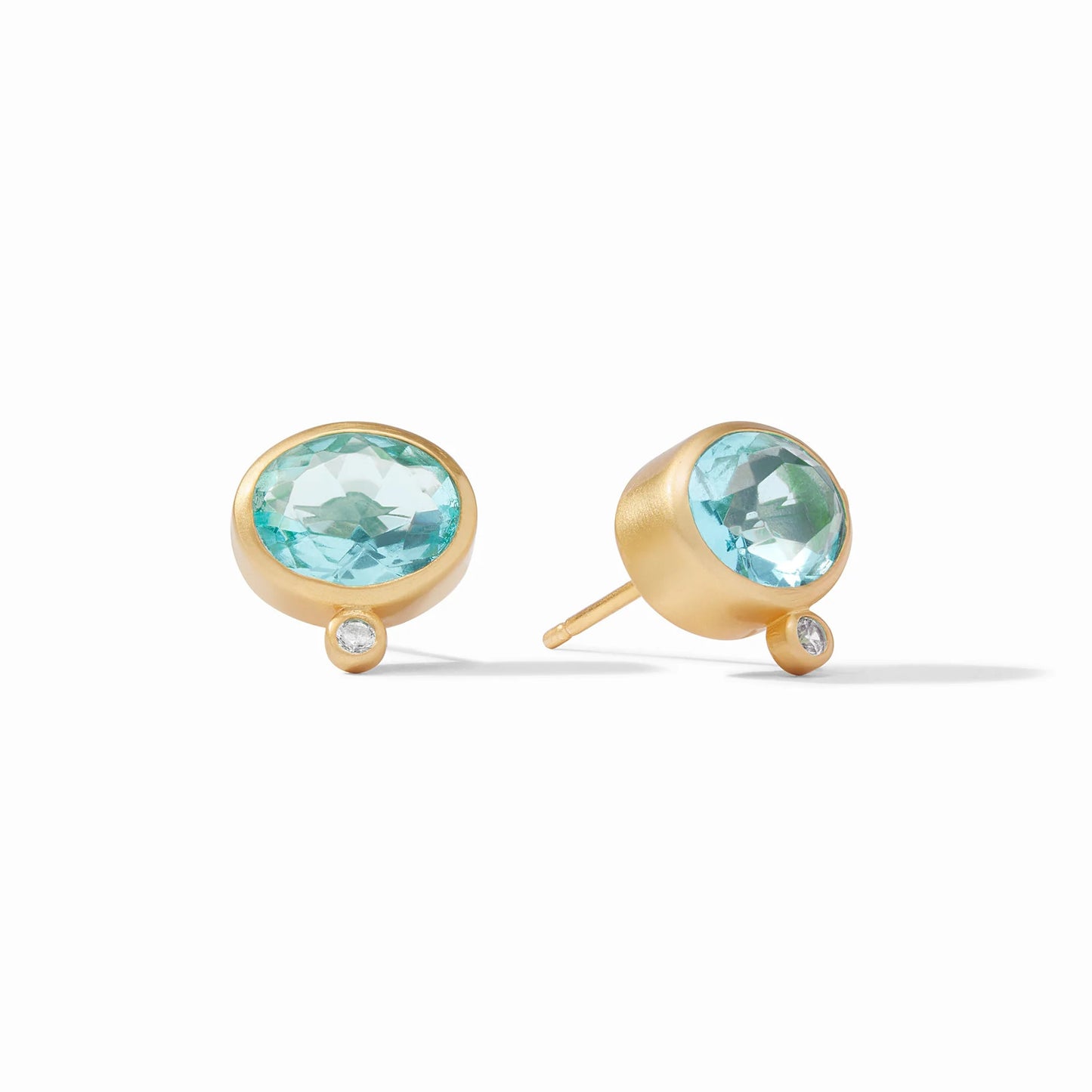Antonia Oval Stud Gold Earrings | Bahamian Blue