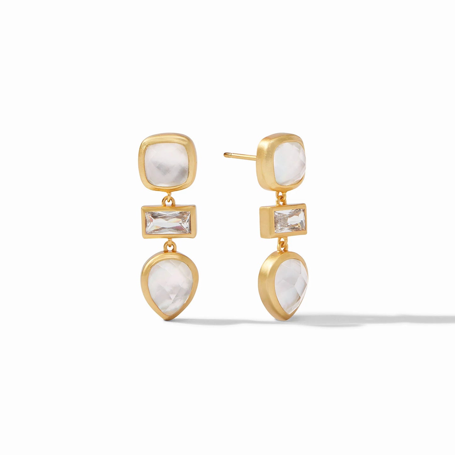 Antonia Tier Gold Earrings | Iridescent Clear Crystal