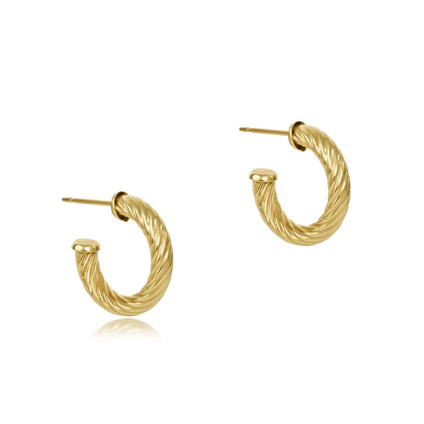 eNewton Textured Twist 4mm Round Post Hoop Earrings| .5in