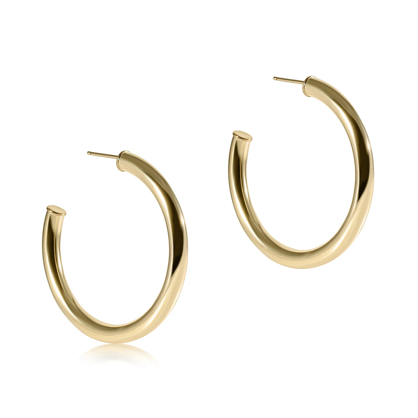 eNewton Smooth 4mm Round Post Hoop Earrings| 1in