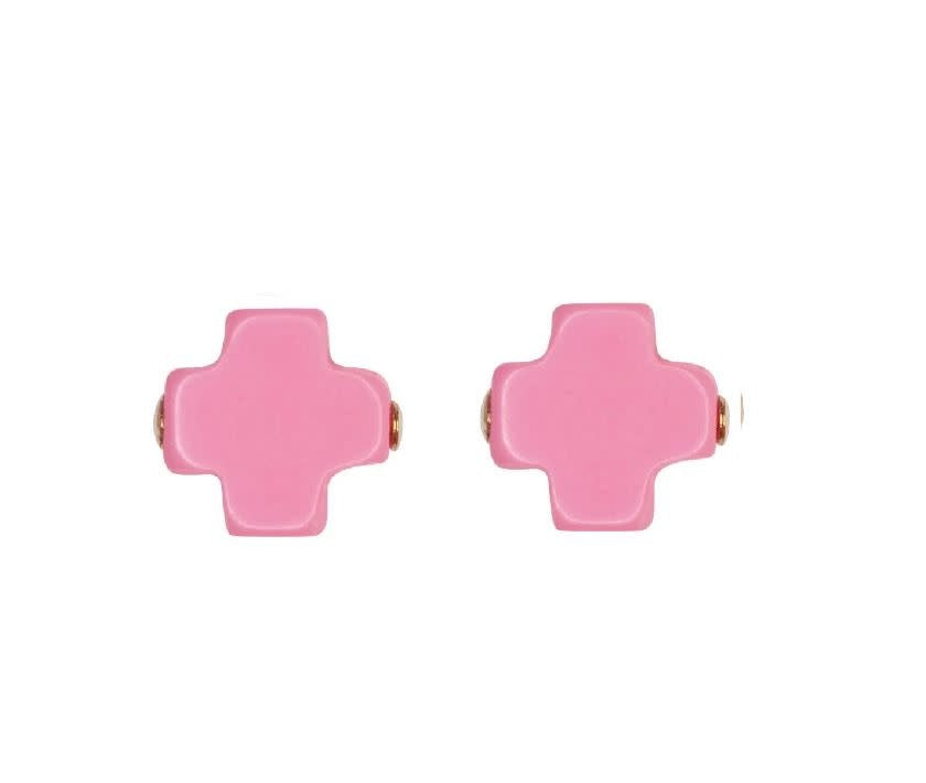 Signature Cross Stud Earring | Bright Pink