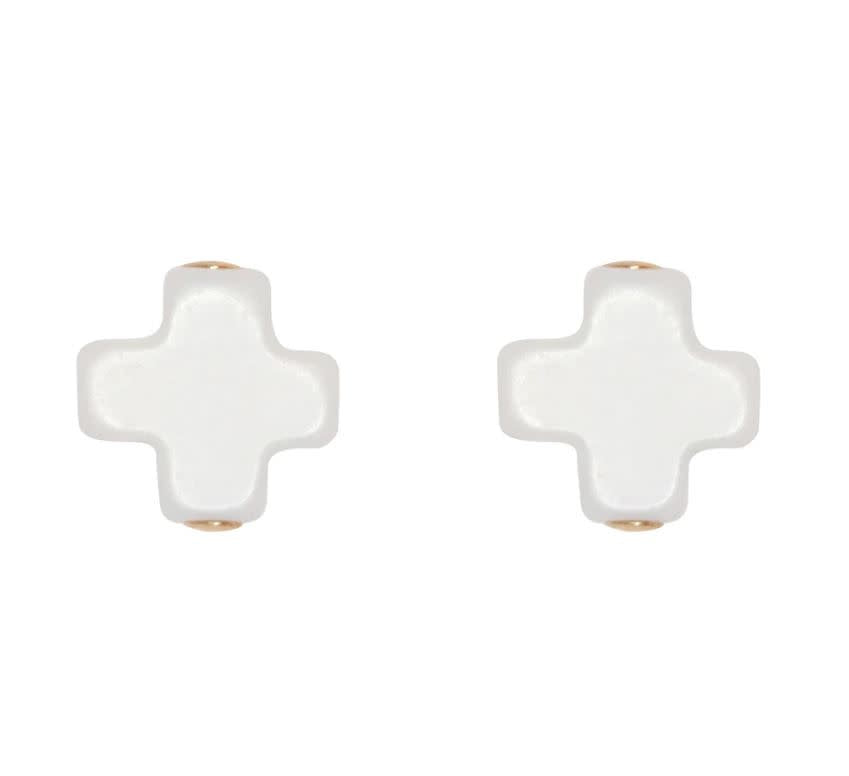 eNewton Signature Cross Stud Earrings | Off-White