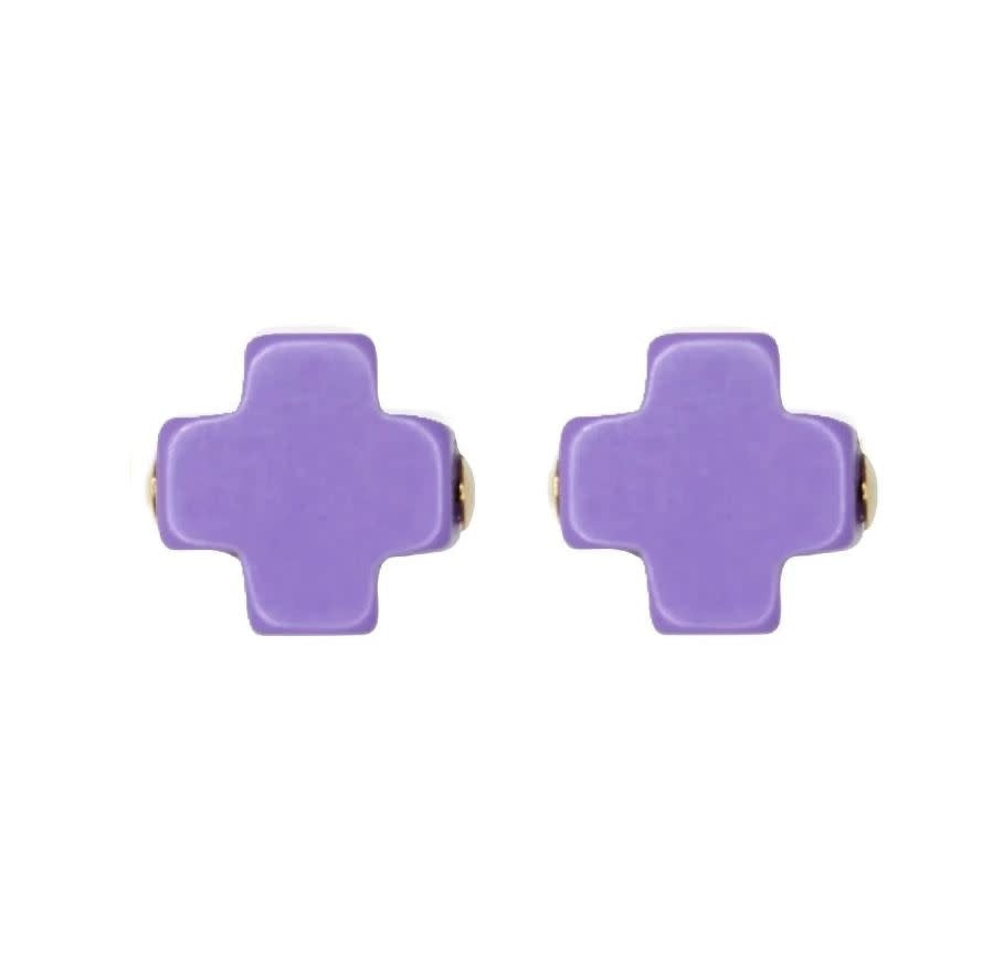 Signature Cross Stud Earring | Purple