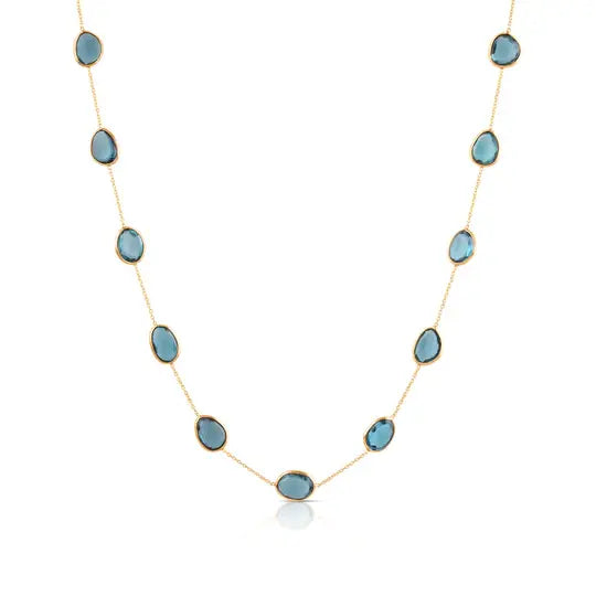 London Blue Topaz Oval Station Necklace | 18k 36.36c 18in