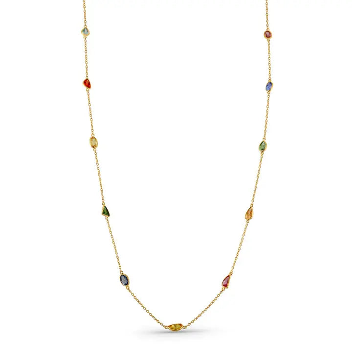 Mixed Tourmaline Station Necklace | 18k 5.09c 17in