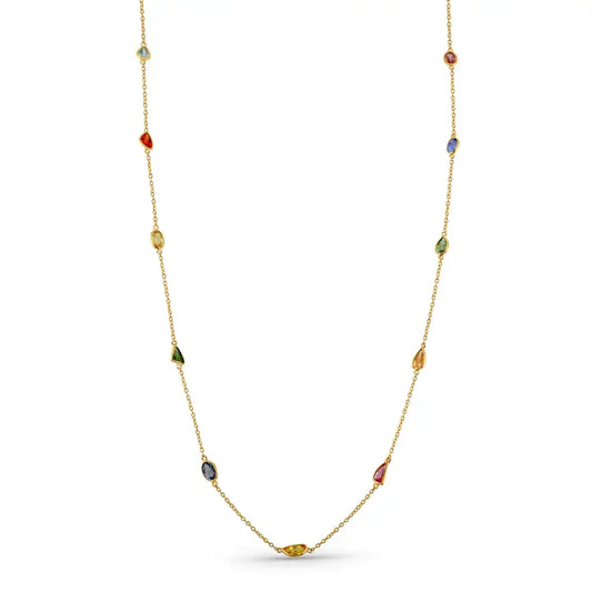 Mixed Tourmaline Station Necklace | 18k 5.09c 17in