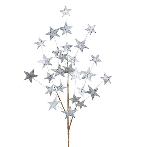 Silver Foil Star Spray | 32.5in