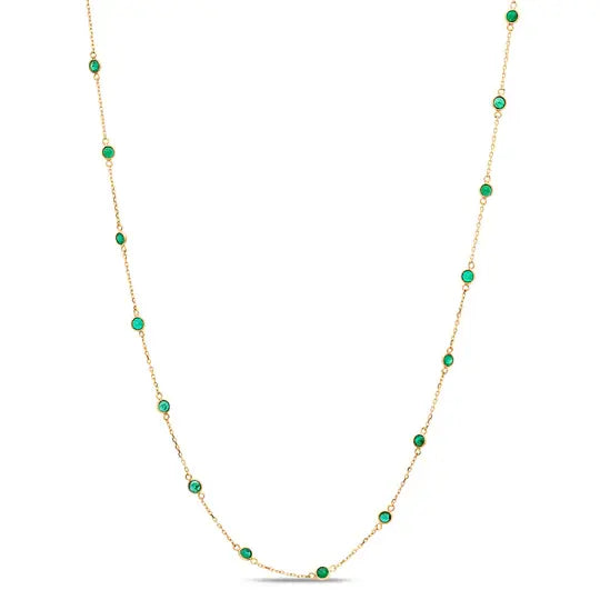 Emerald Round Station Necklace | 18k 1.72c 18in