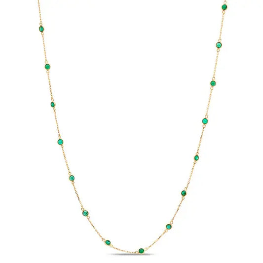 Emerald Round Station Necklace | 18k 1.72c 18in