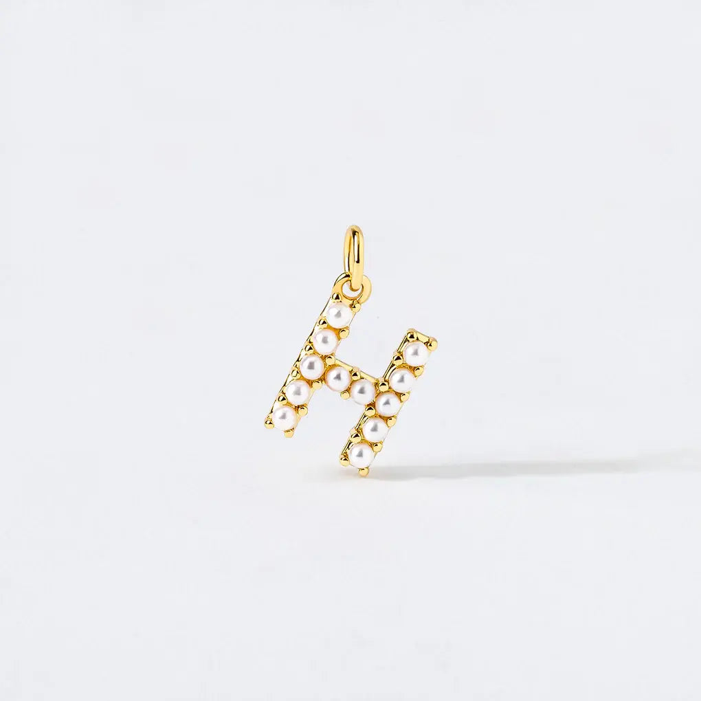 Pearl Initial Charm Pendant | H