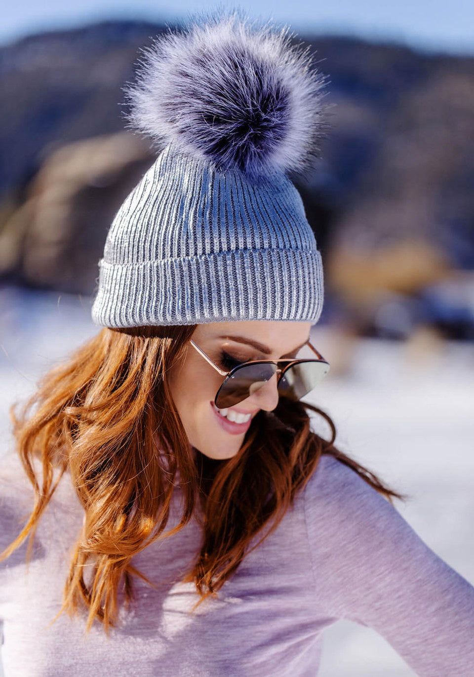 Metallic Pom Hat | Silver