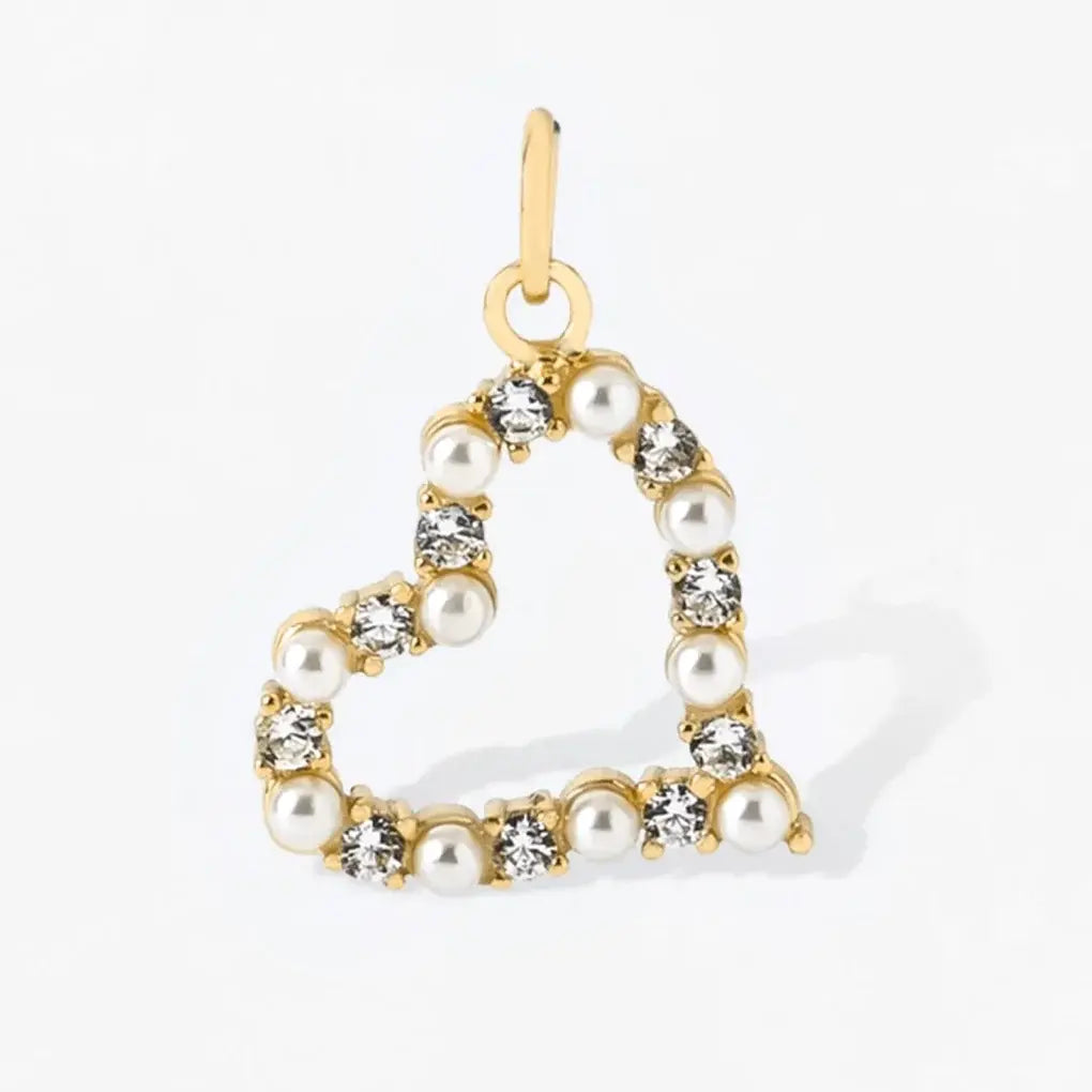 Crystal + Pearl Heart Charm Pendant