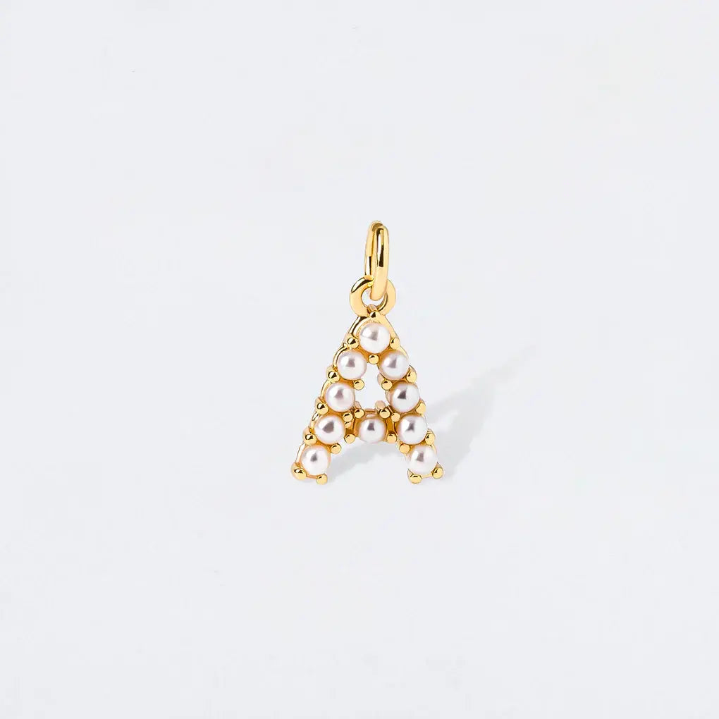 Pearl Initial Charm Pendant | A