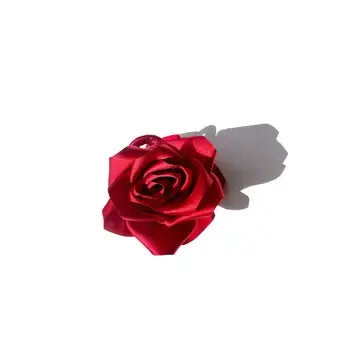 Handmade Satin Claw Clip | Red Rose