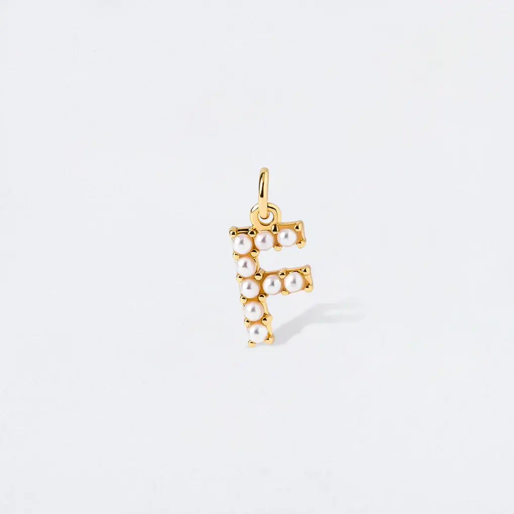 Pearl Initial Charm Pendant | F