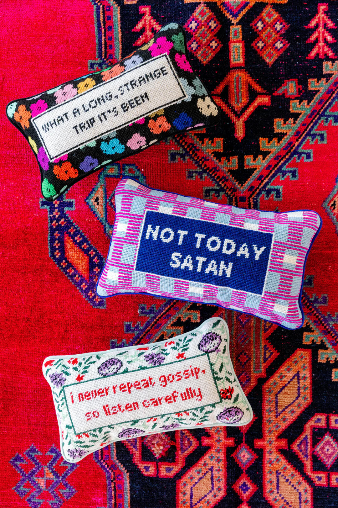 Needlepoint Pillow | Not Today Satan