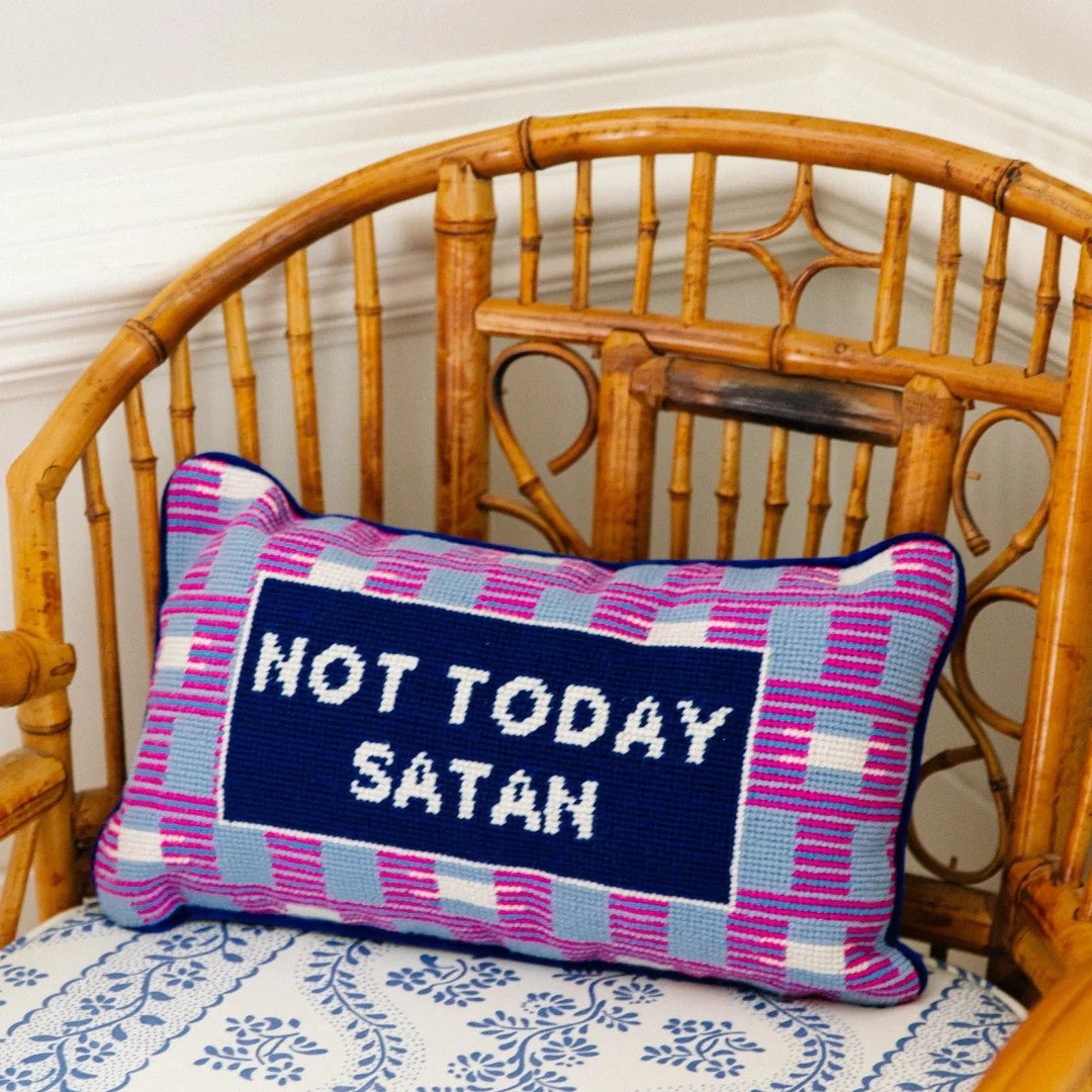 Needlepoint Pillow | Not Today Satan