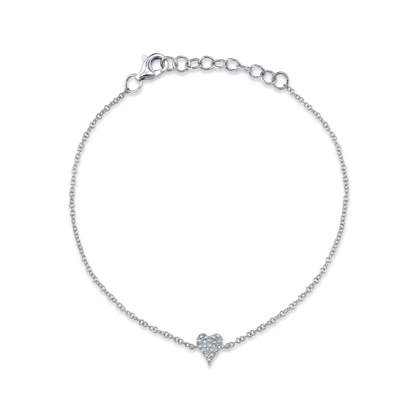 0.05Ct 14K WG Diamond Pave Heart Bracelet