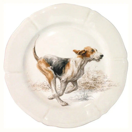 Gien Sologne Game Dogs Dessert Plate | 9.25in Anglo Francais