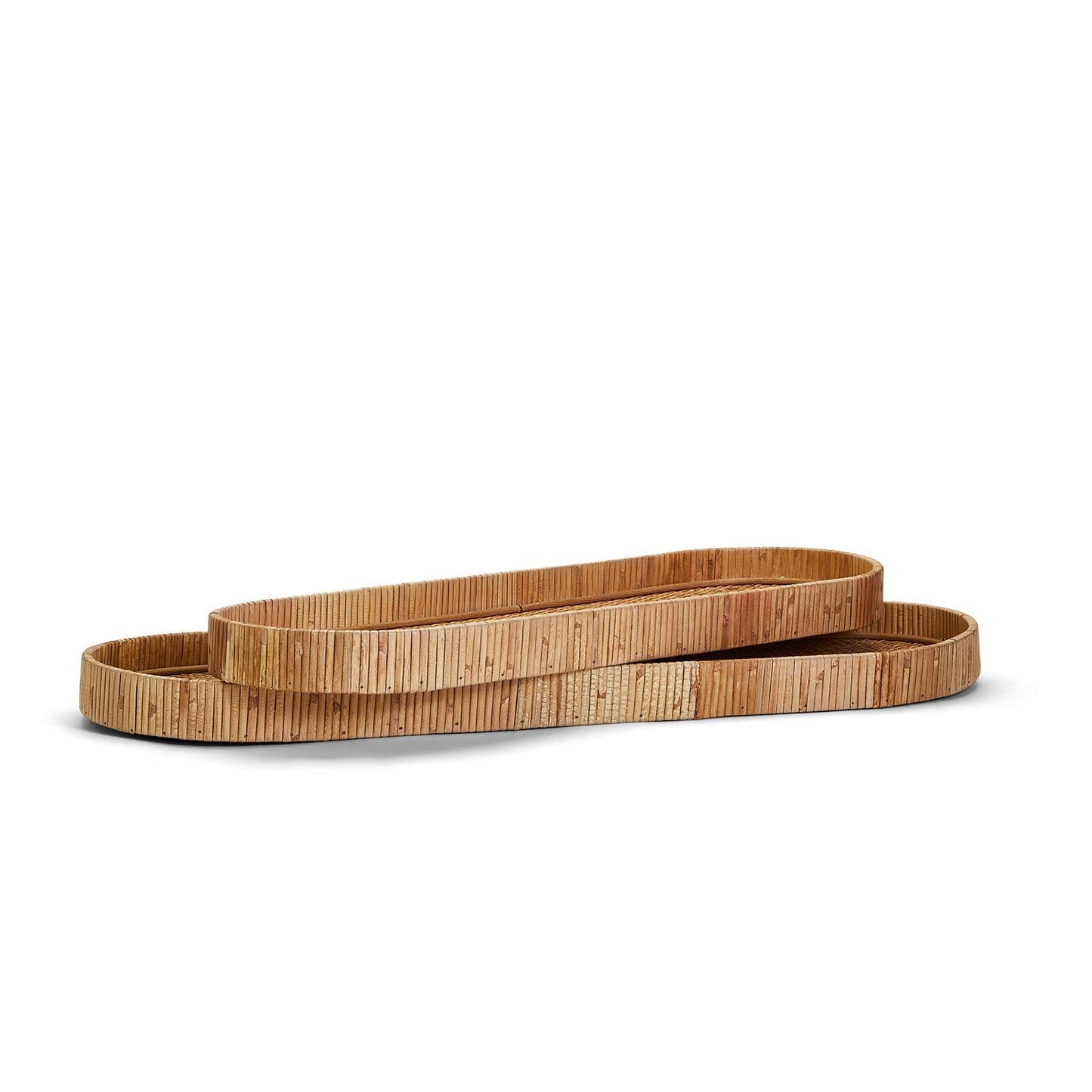 Long Hand-Crafted Natural Rattan Oval Tray