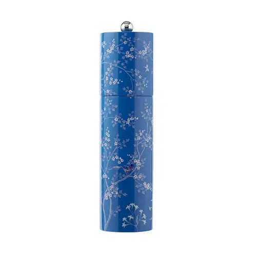 Chinoiserie Wood Lacquer Salt or Pepper Mill Grinder | 9.5in Blue