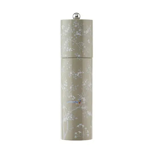 Chinoiserie Wood Lacquer Salt or Pepper Mill Grinder | 9.5in Grey