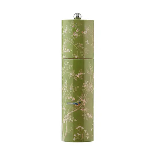 Chinoiserie Wood Lacquer Salt or Pepper Mill Grinder | 9.5in Green