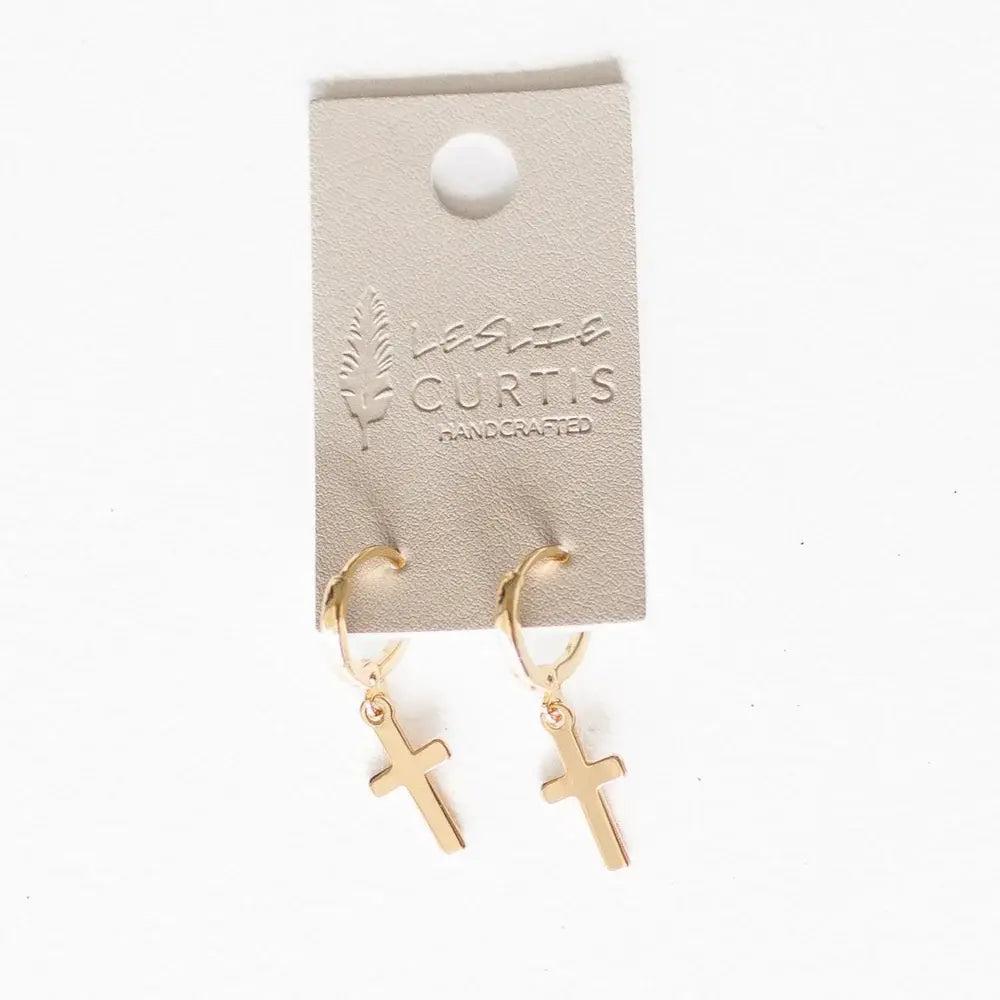 Grace Small Cross Huggie Hoop Earrings | 1.25in