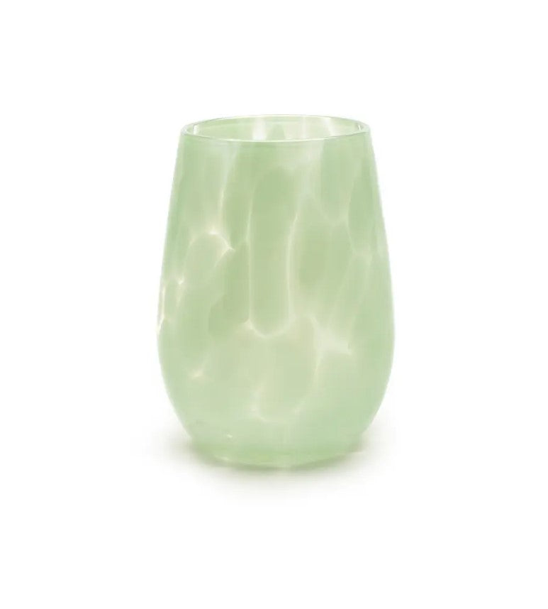 Hand Blown Fritsy Stemless Wine Glass