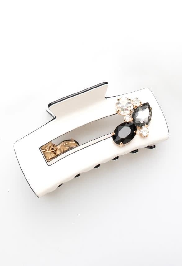 Color Block Modern Hair Claw | White