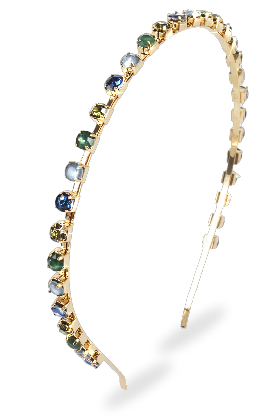 Skinny Multi Crystal Headband | Teal Multi