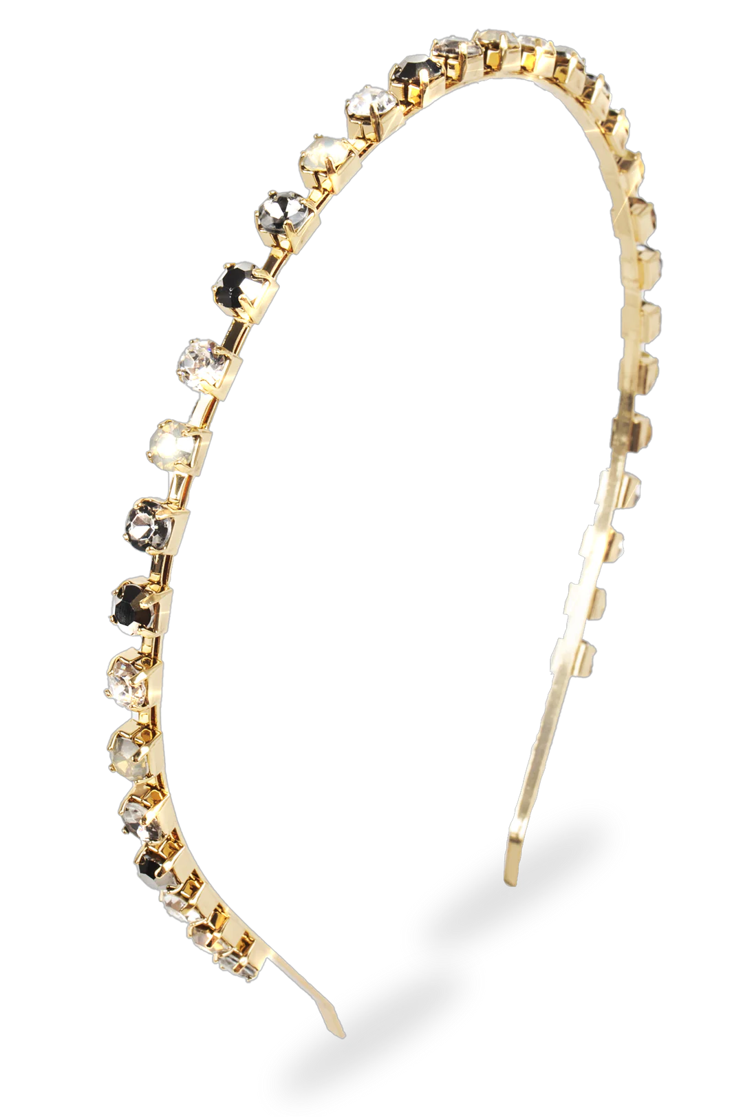 Skinny Multi Crystal Headband | Grey Multi