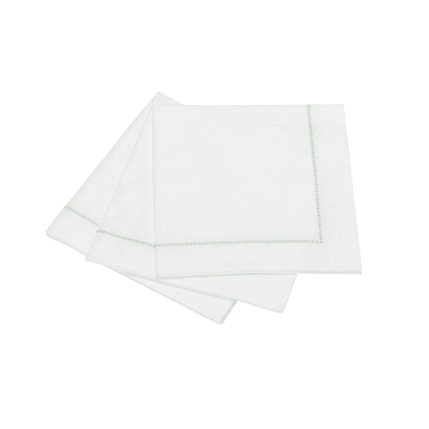 Hemstitch Linen Feel Cocktail Napkins | 25ct Misty Green