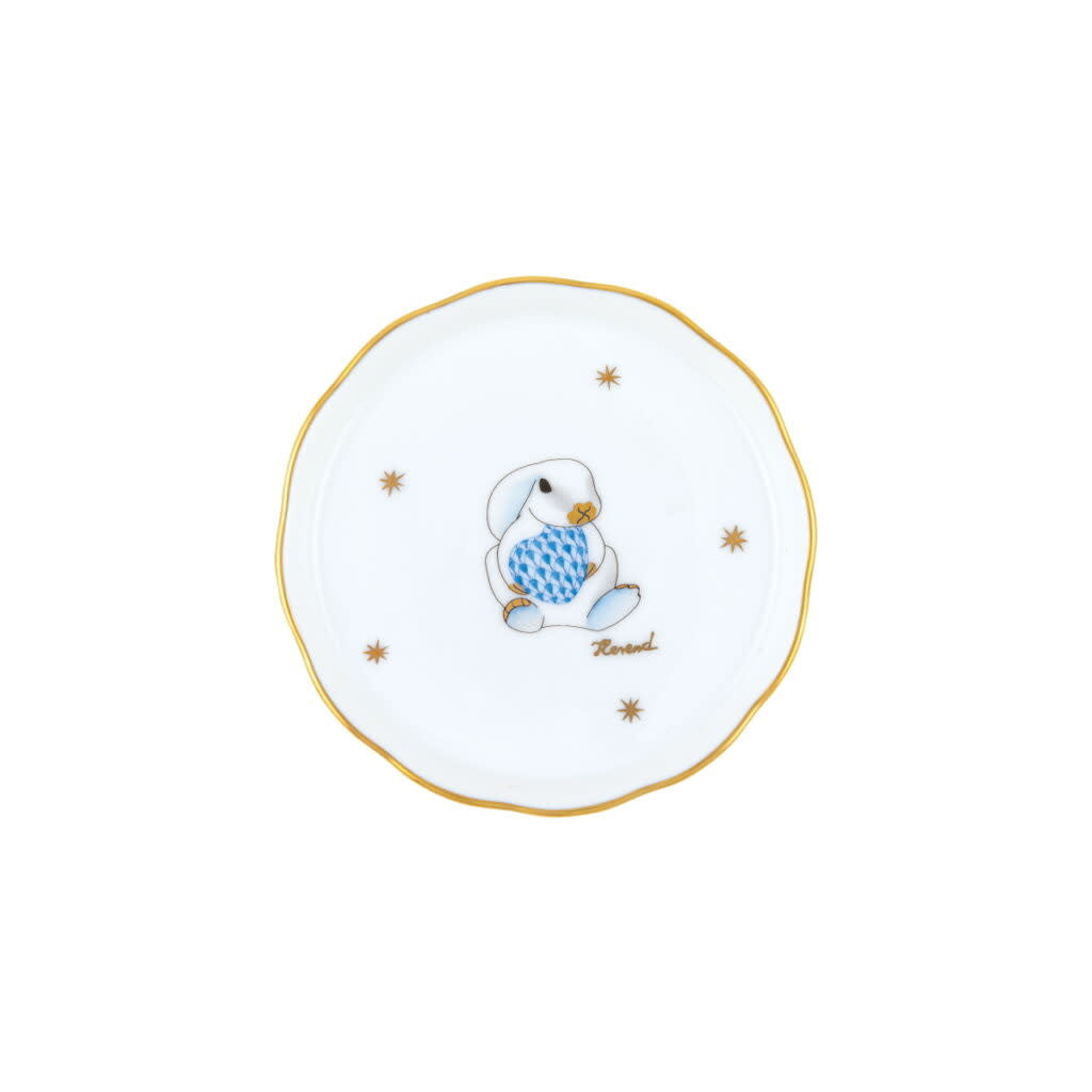 Herend Bunny Coaster | 4in Blue