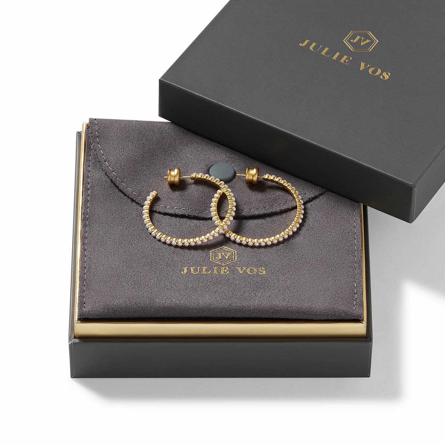 Juliet Gold Hoop Earrings | Pearl Extra Large 2in