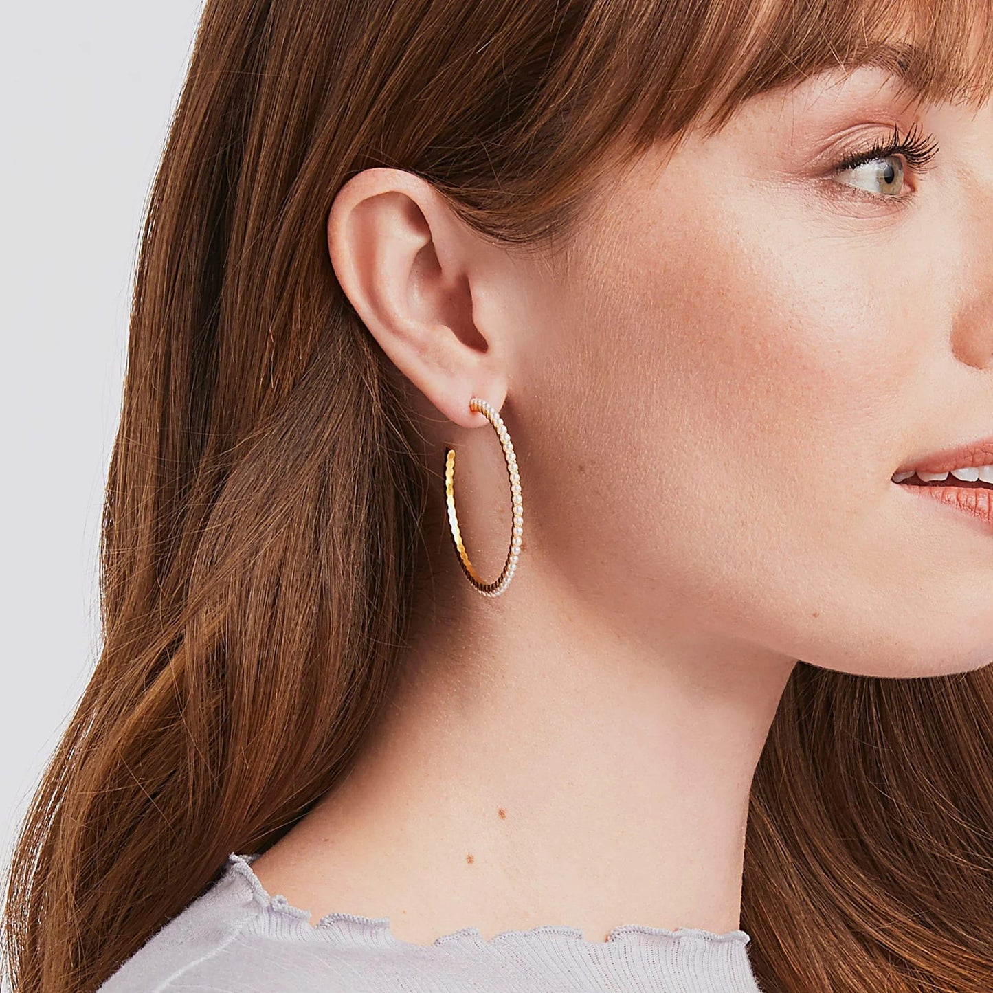 Juliet Gold Hoop Earrings | Pearl Extra Large 2in