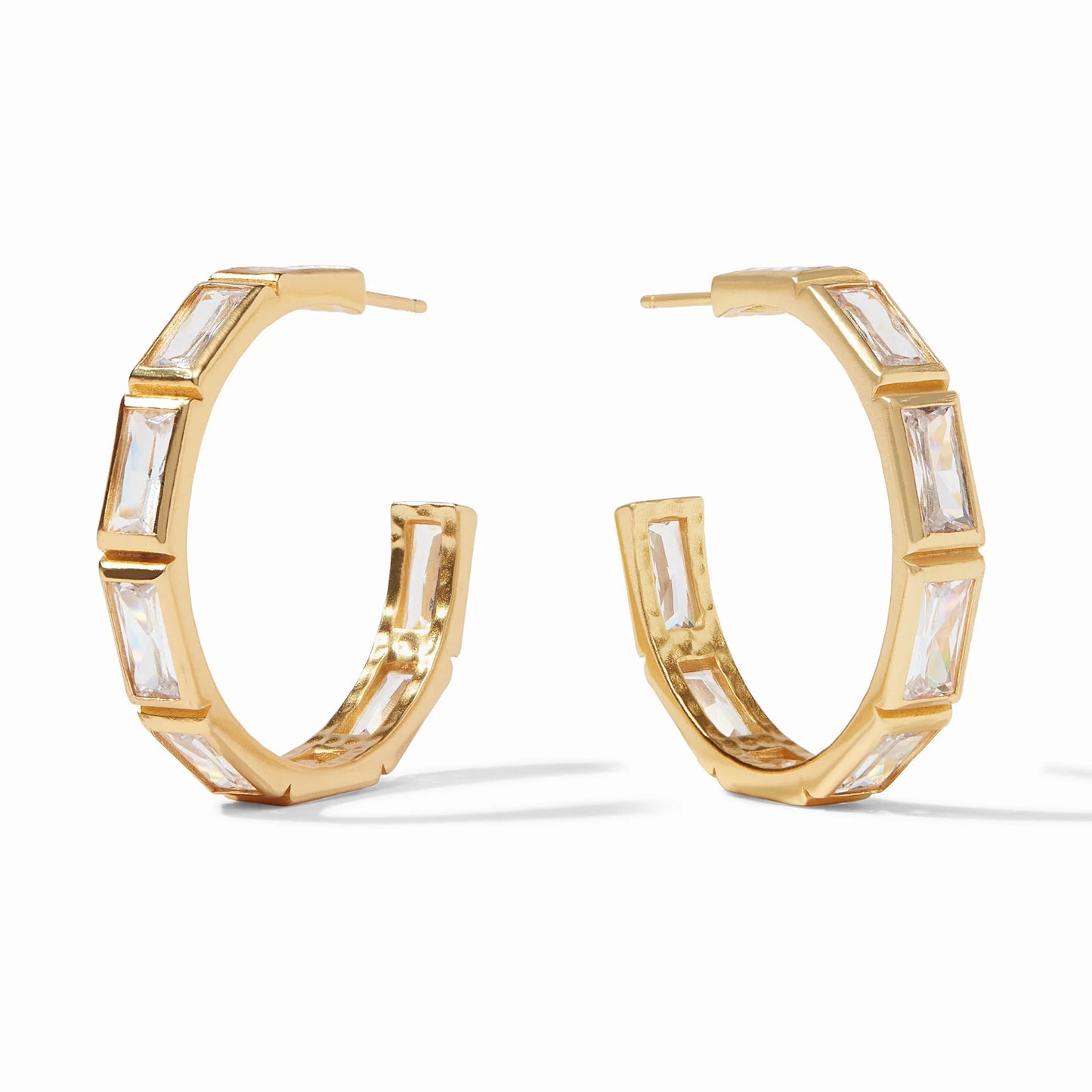 Antonia Gold Baguette Hoop Earrings | Cubic Zirconia Large 1.3in