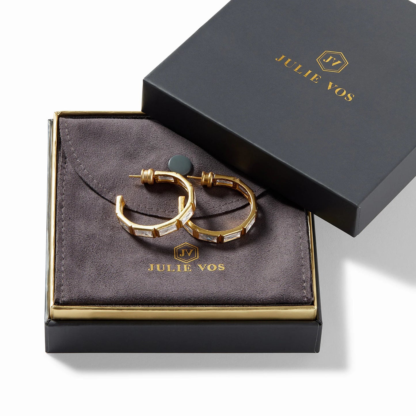 Antonia Gold Hoop Earrings | Cubic Zirconia Medium 1.1in
