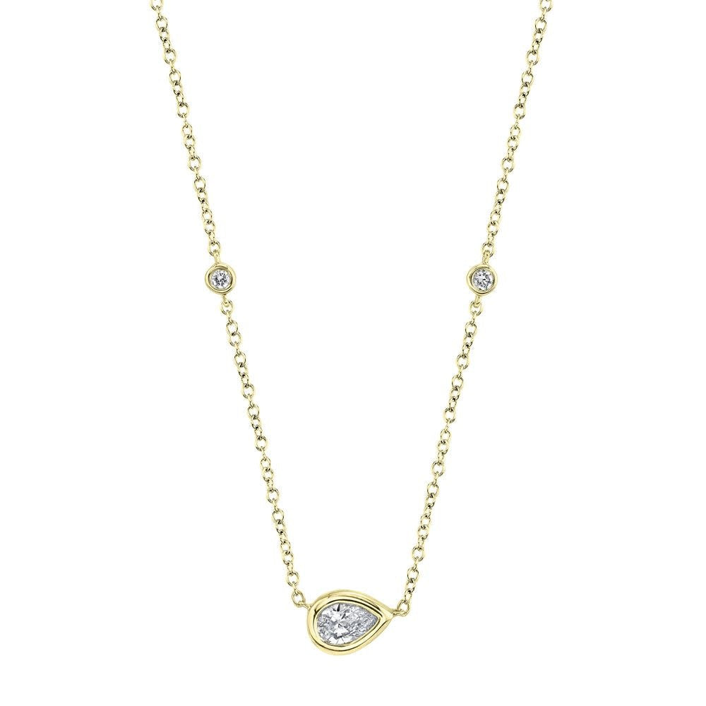 0.34Ct 14K YG Diamond Pear Necklace