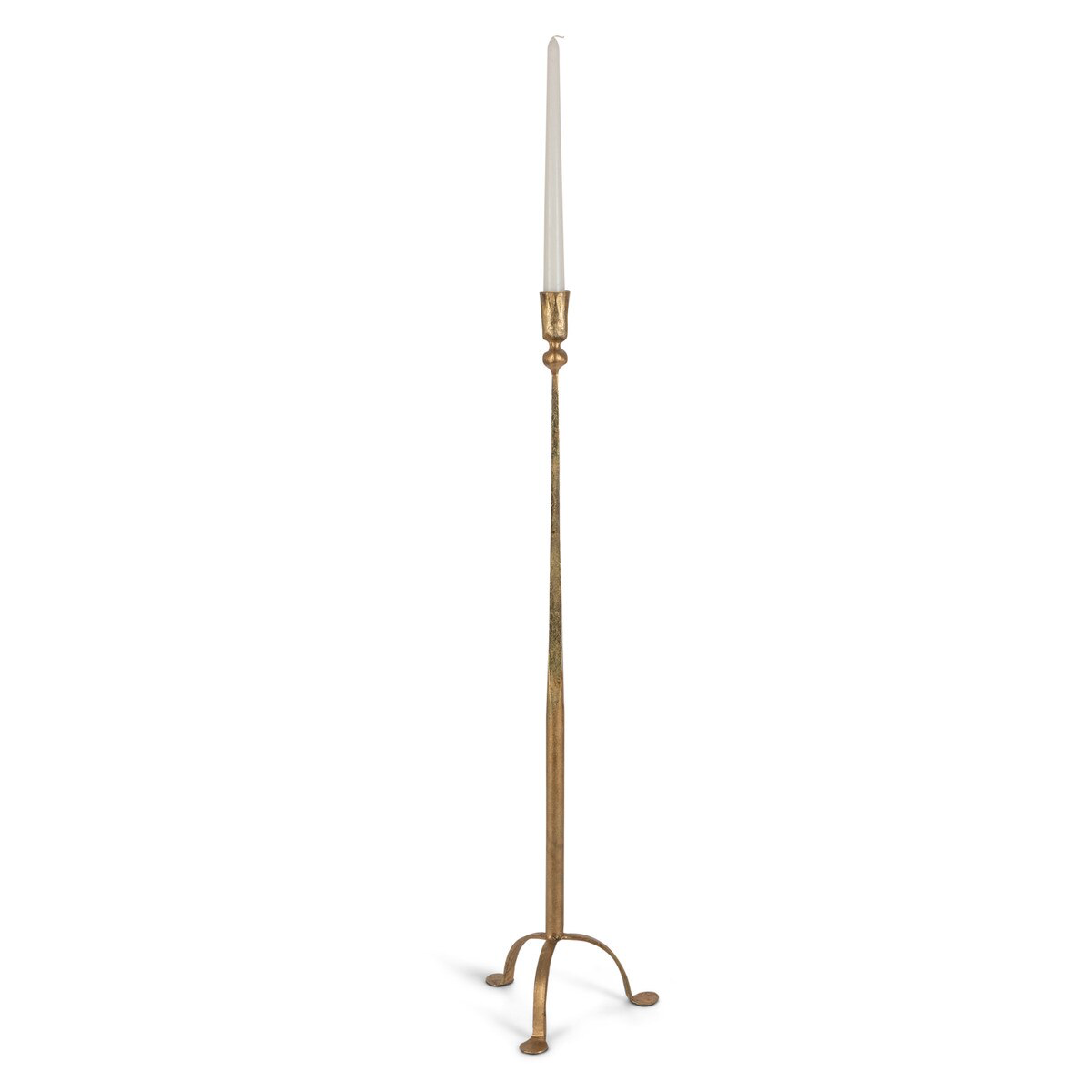 Antique Gold Iron Candlestick | 23in