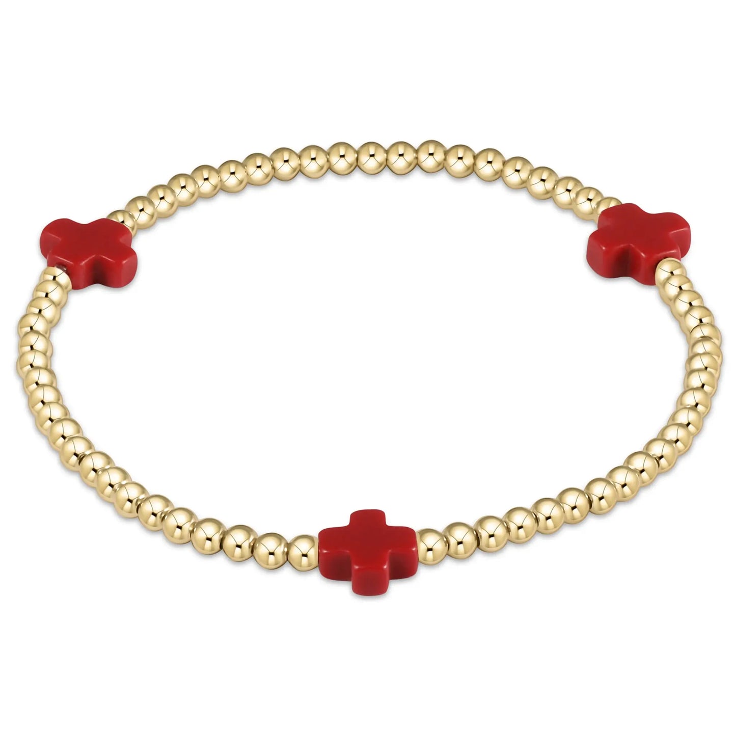 eNewton Signature Cross 3mm Bead Bracelet | Red