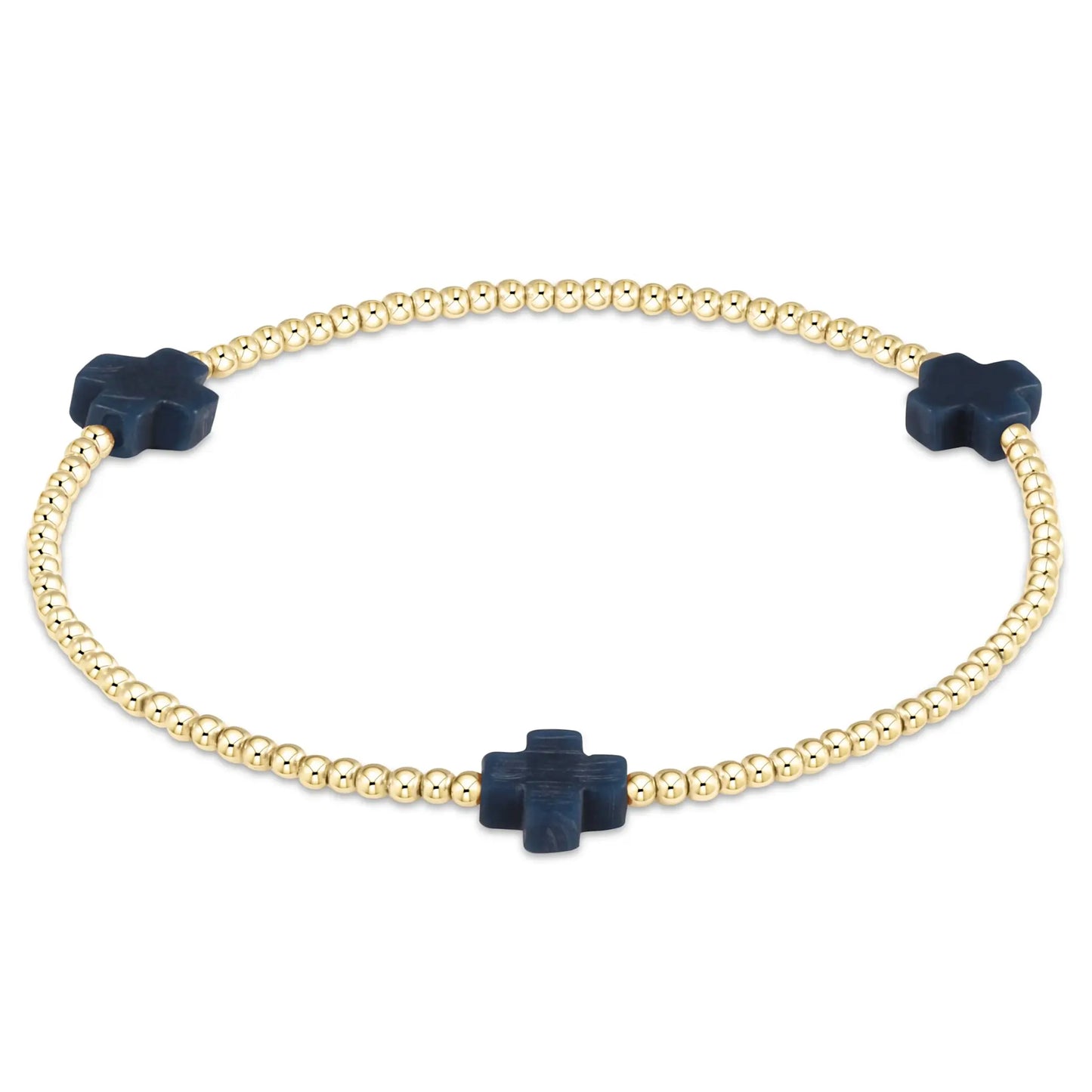 eNewton Signature Cross 2mm Bead Bracelet | Navy